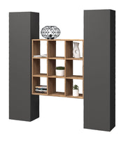 Parete Attrezzata Soggiorno 170x30x180 cm Maruska n°31 Grigio Antracite Opaco