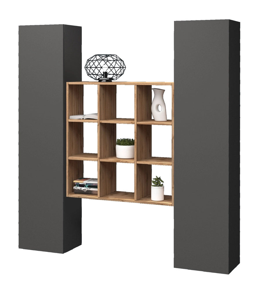 Parete Attrezzata Soggiorno 170x30x180 cm Maruska n°31 Grigio Antracite Opaco