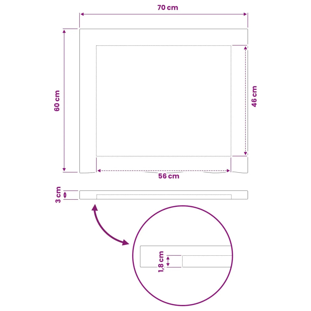 Piano del Tavolo Rettangolare 90 x 50 x 3,5 cm Rettangolare 938532