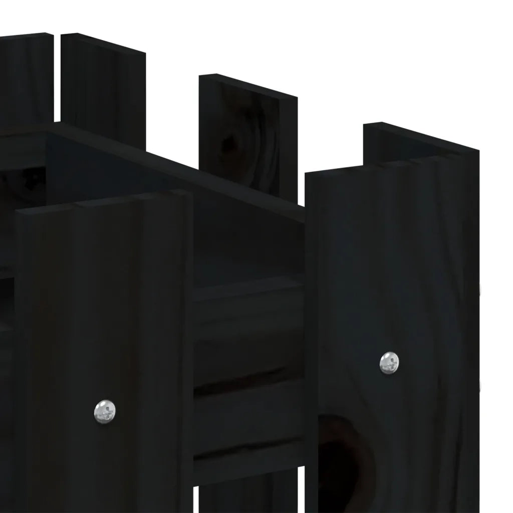 Fioriera Giardino a Recinzione Nera 100x30x30cm Massello Pino 832474