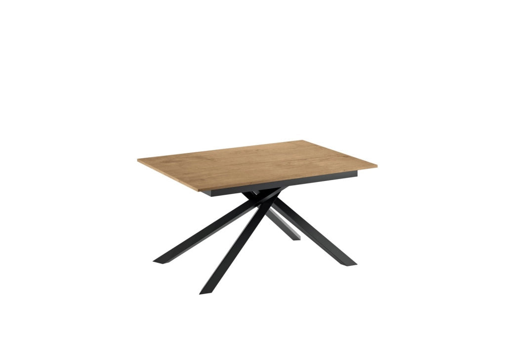 Tavolo Allungabile Pulse 25 Top in Melaminico Rovere Naturale Struttura in Metallo Nero - Dimensioni 140-190 x 90 x 76 cm