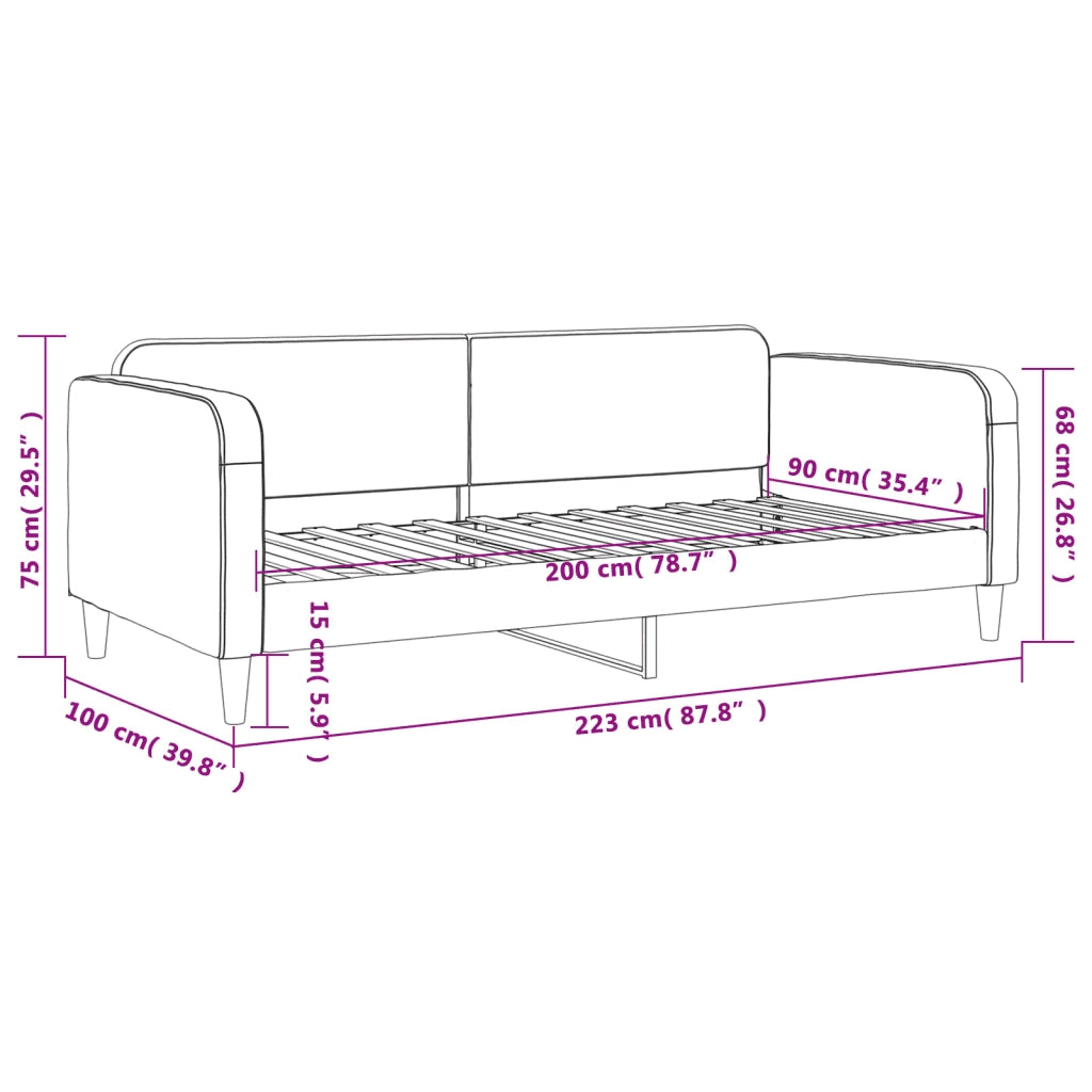 Letto da Giorno Crema 90x200 cm in Tessuto
