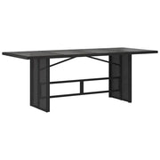 Tavolo da Giardino | Tavolino da esterno Piano in Vetro Nero 190x80x75 cm Polyrattan