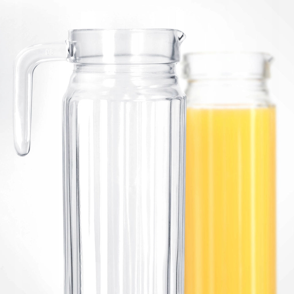 Caraffa in vetro KADAX per bevande da 1,1 l + 6 bicchieri da 360 ml per succhi di frutta