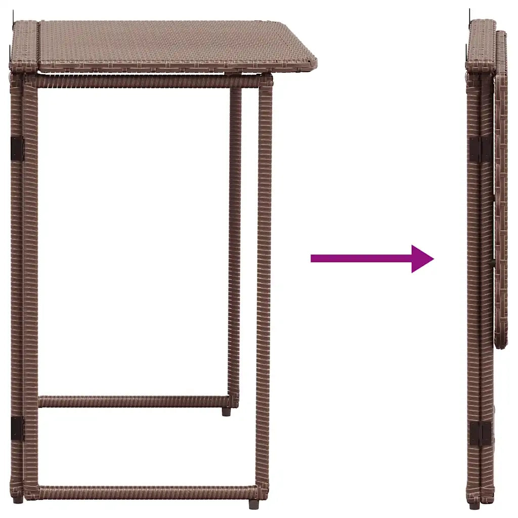 Tavolo Pieghevole da Giardino | Tavolino da esterno Marrone 90x51x75 cm Polyrattan