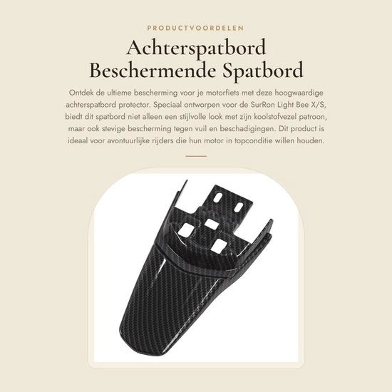 Spatbordo posteriore in fibra di carbonio robusto - Protezione per spatbordo - Protezione dall'acqua del motore - Per SurRon Light Bee X/S - Alta qualità del servizio - Riduzione delle schegge