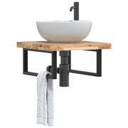 vidaXL Ripiano a Parete per Lavabo in Acciaio e Massello di Acacia