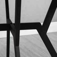 Tavolo Rotondo da Pranzo per 2 Persone Ø90 cm in Legno e Acciaio Nero e Marrone