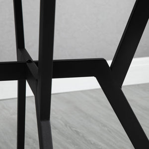 Tavolo Rotondo da Pranzo per 2 Persone Ø90 cm in Legno e Acciaio Nero e Marrone