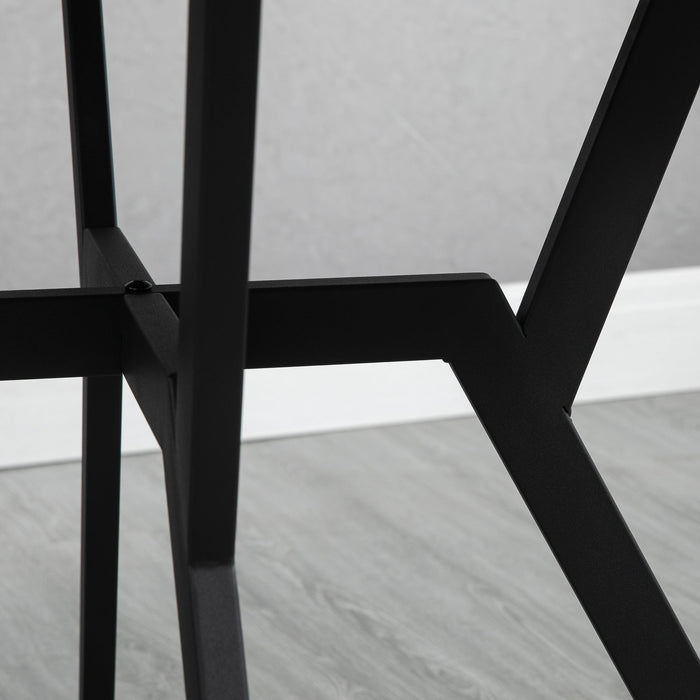 Tavolo Rotondo da Pranzo per 2 Persone Ø90 cm in Legno e Acciaio Nero e Marrone