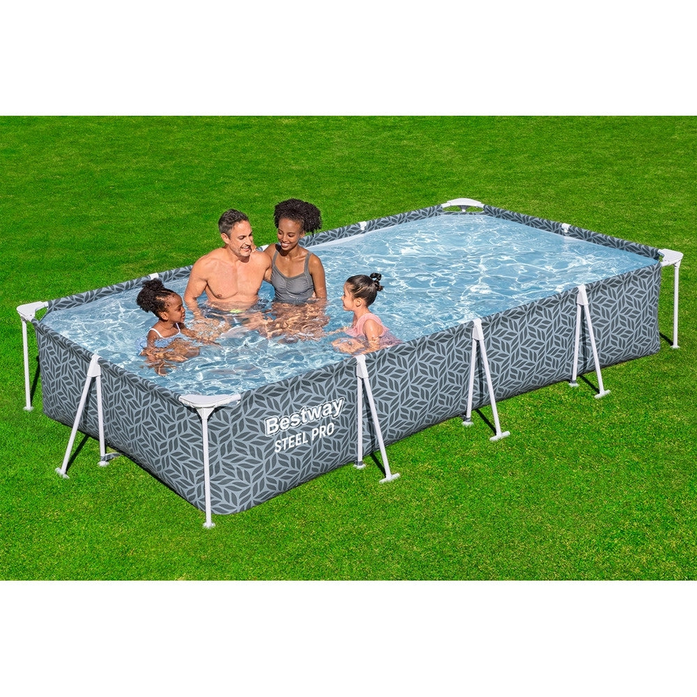 Trade Shop - Piscina Fuori Terra Steel Pro Senza Pompa 366x201x66cm Design A Foglia Rettangolare 561ft -