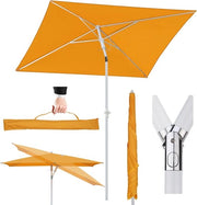 Parasole per balcone, giardino e terrazza 180 x 125 cm con fodero, protezione solare UPF50+, inclinabile, regolabile in altezza, rettangolare, colore arancione
