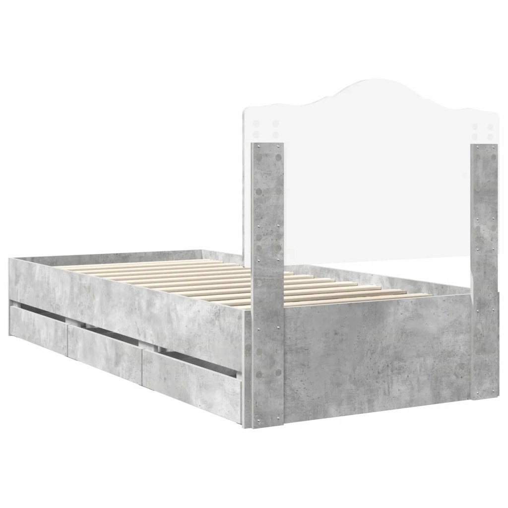 Struttura del letto con cassetto Grigio Cemento 100 x 200 cm 3413446