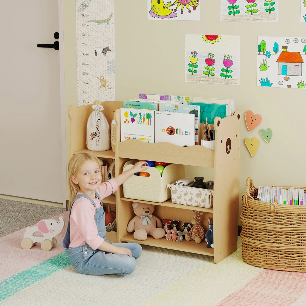 Scaffale per bambini 3 livelli ¨C zephmum ¨C naturale 92x29x79cm