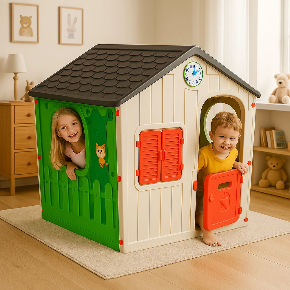 Casetta Happy per Bambini Casa in Plastica Grande Gioco Giocattolo 140x108x115cm
