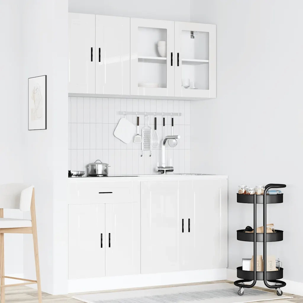 Set Mobili da Cucina 4 pz Kalmar Bianchi Lucido in Truciolato