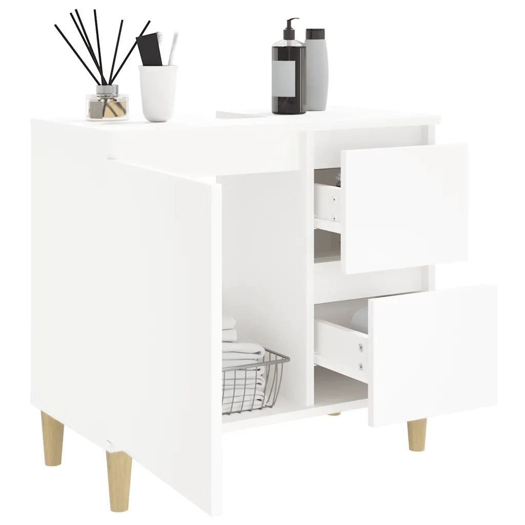 Armadietto da Bagno Bianco 65x33x60 cm in Legno Multistrato 819820