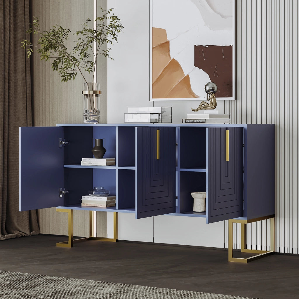 Credenza con 3 ante e ripiani regolabili; per soggiorno e cucina; in MDF; navy