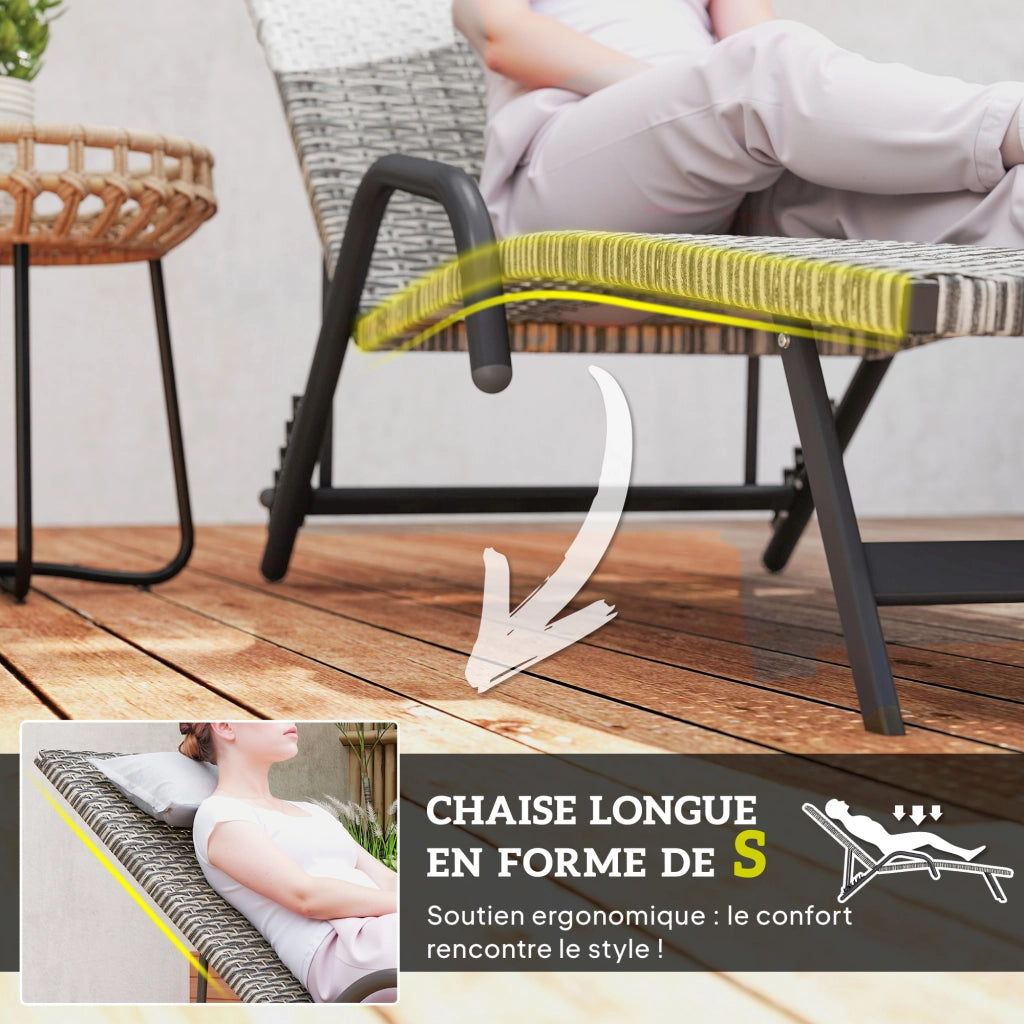 Chaise Longue in Resina Intrecciata ¨C zephmum ¨C Marrone 156x62x96cm