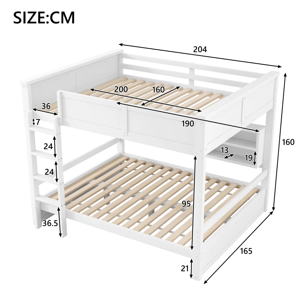 LETTO A CASTELLO 160x200 cm Bianco con 6 vani contenitori e luci LED