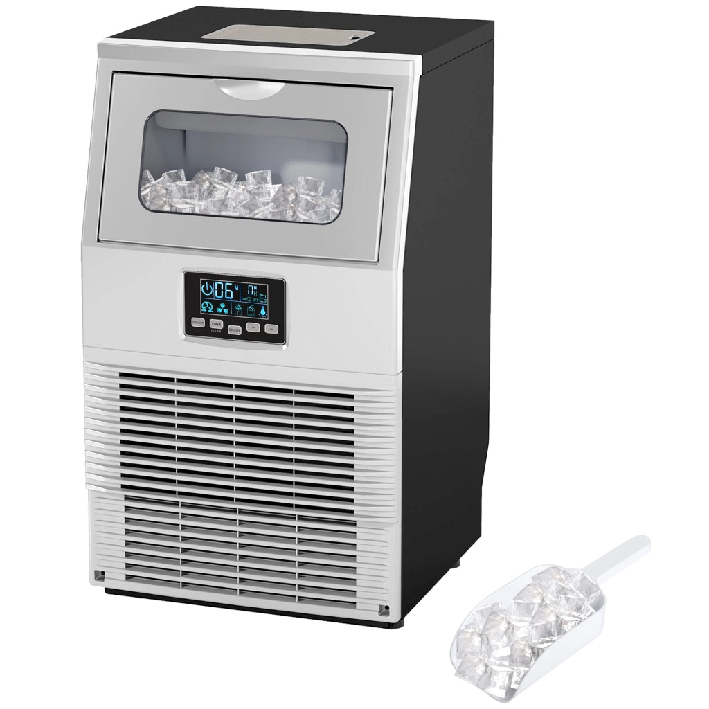 Macchina per cubetti di ghiaccio commerciale ¨C zephmum ¨C LED, display, paletta, argento