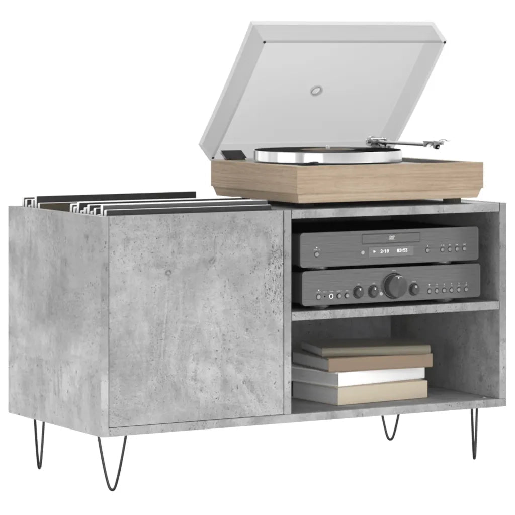 Mobile Porta Dischi Grigio Cemento 85x38x48cm Legno Multistrato 831704