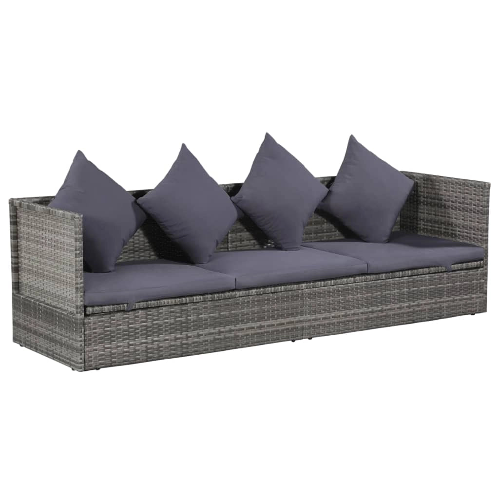 Letto da giardino grigio 200 x 60 cm resina intrecciata 02_0012002