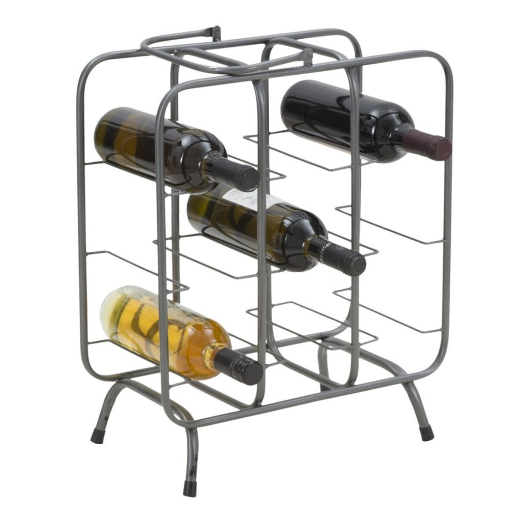 Portabottiglie rack rettangolare in ferro grigio scuro 9 posti 40x23x47,5 cm