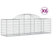 Cestini gabbioni recinzione a gabbia muro di contenimento ad arco 6 pezzi 200 x 50 x 60/80 cm ferro zincato argento 02_0041011