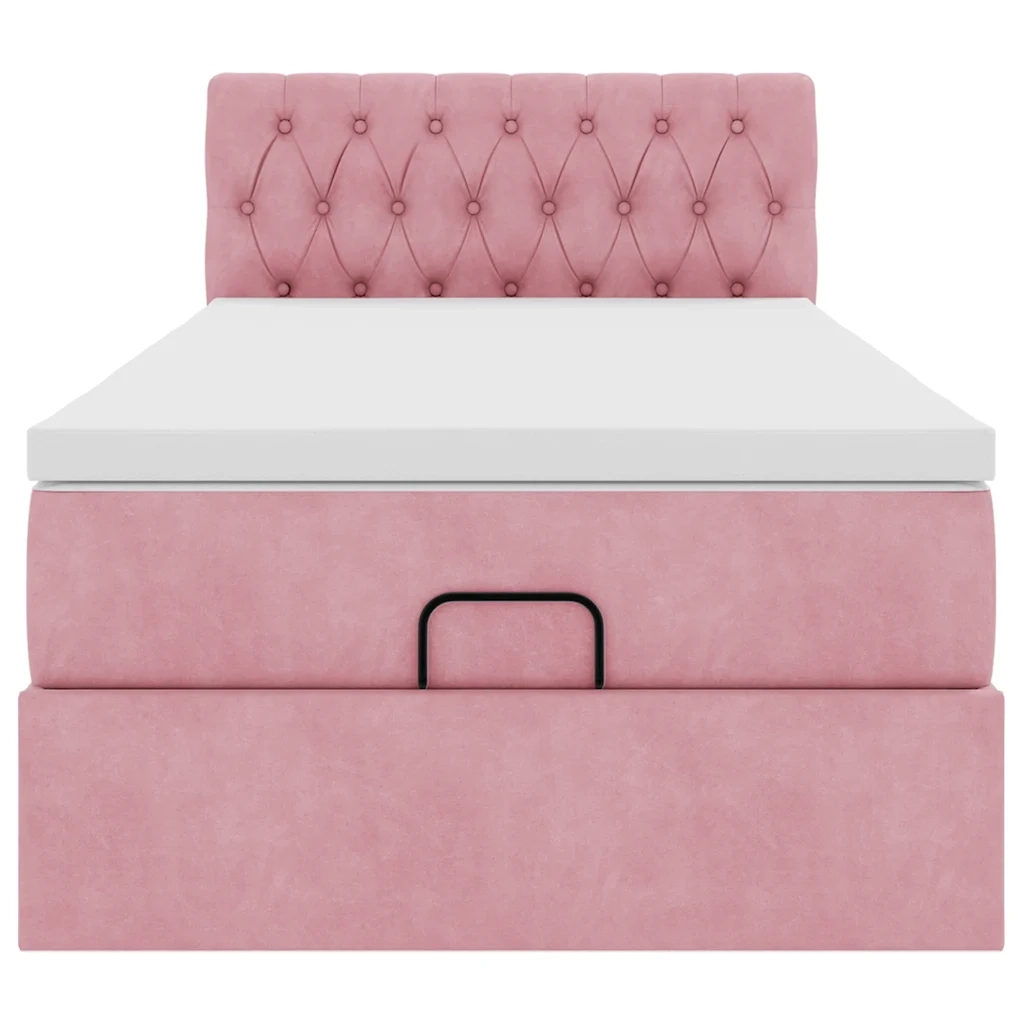 Pouf Letto con Materasso e LED Rosa 80x200cm in Velluto 3312661