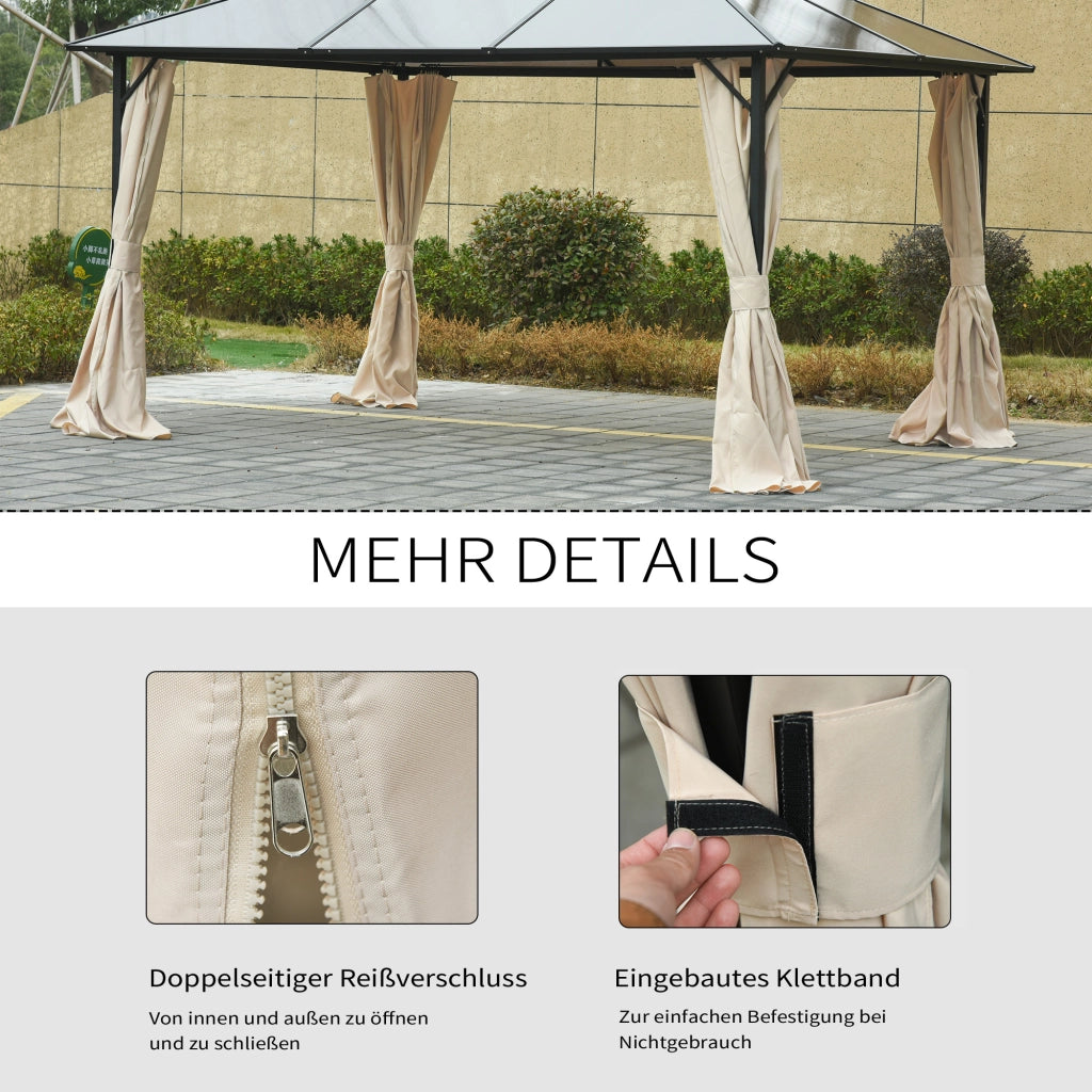 Tenda sostitutiva per gazebo 3x3m ¨C zephmum ¨C beige, robusta, doppia zip