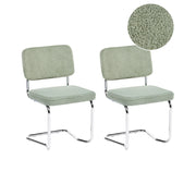 Set di 2 sedie da pranzo con rivestimento in bouclé verde chiaro e gambe in ferro stile retrò