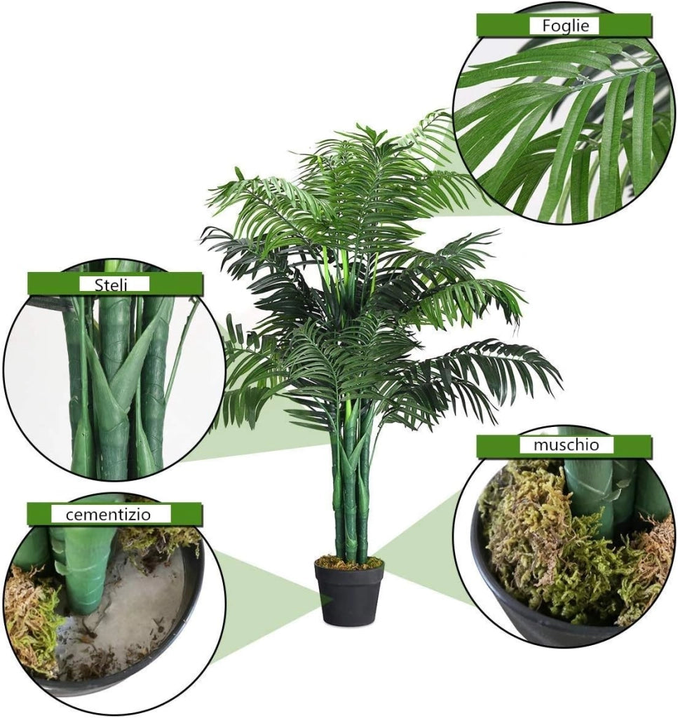 Pianta Finta da Interno da 110 cm, Pianta Artificiale in Vaso Elegante, Albero Artificiale per Salotto, Camera da Letto e Balcone