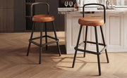 Sgabello da bar con Schienale ergonomico e Poggiapiedi in PU e Metallo Marrone