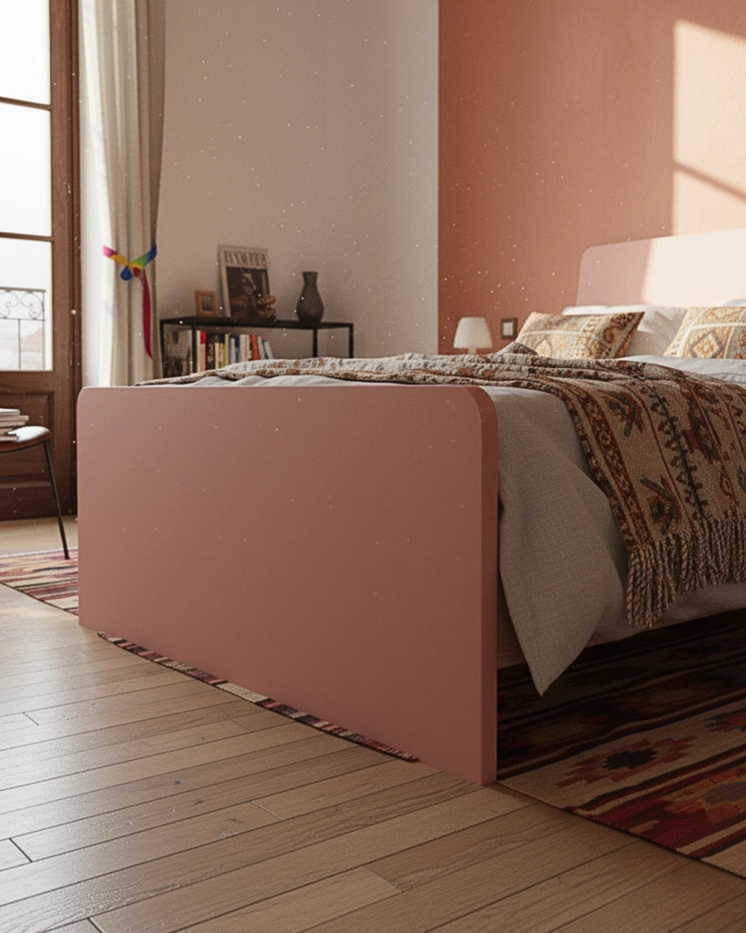 Letto Comby con fascioni e pediera - Letto una piazza e mezzo 127 x 197 - Struttura Virginia e rosa - Rete e materasso esclusi_