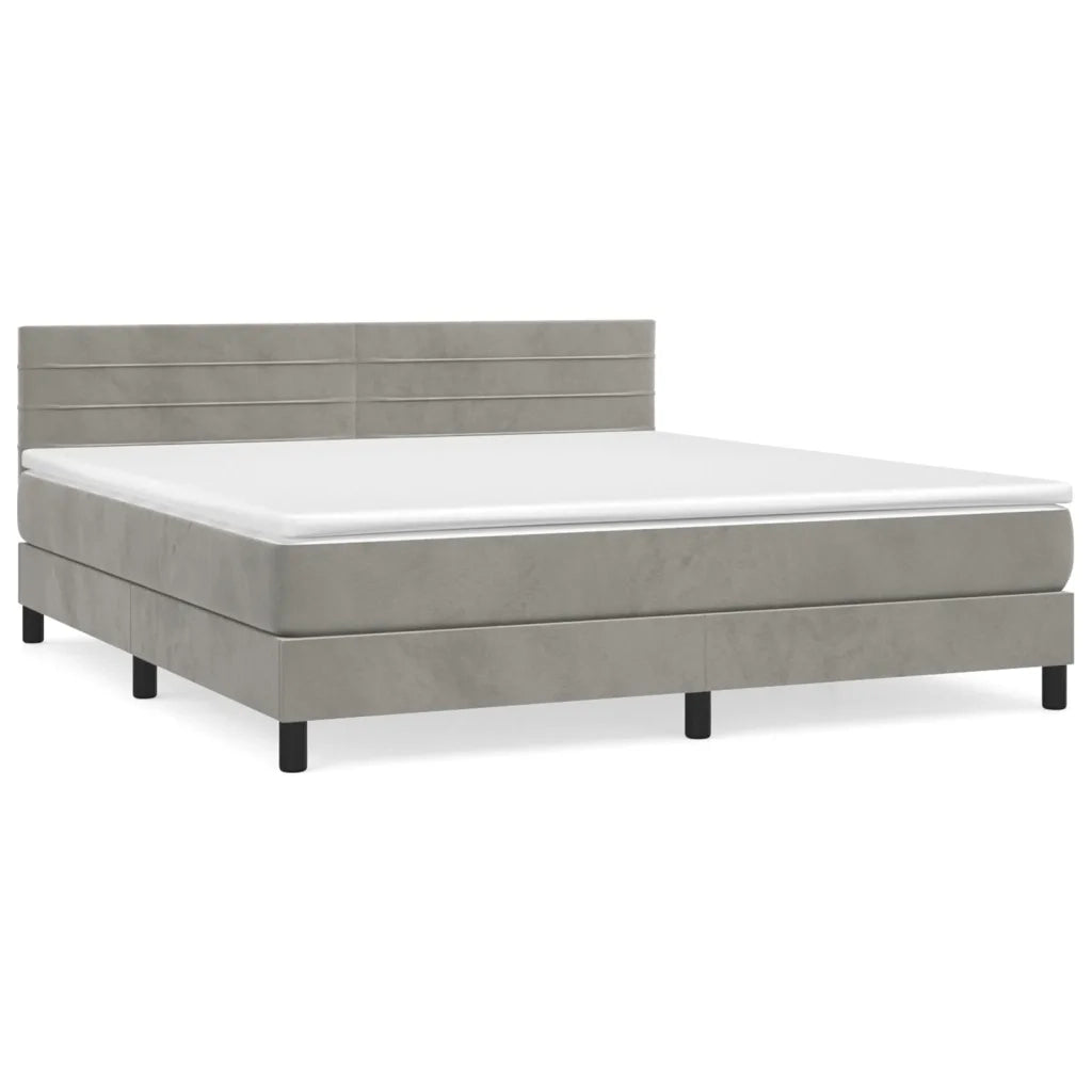 Giroletto a Molle con Materasso Grigio Chiaro 180x200cm Velluto cod mxl 62052