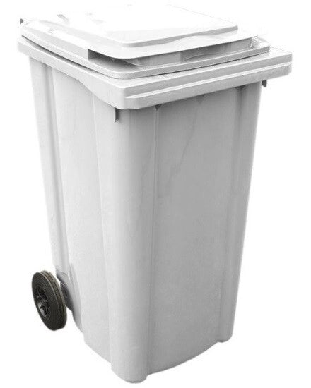 Bidone Pattumiera Immondizia con Ruote Bianco 240 Litri