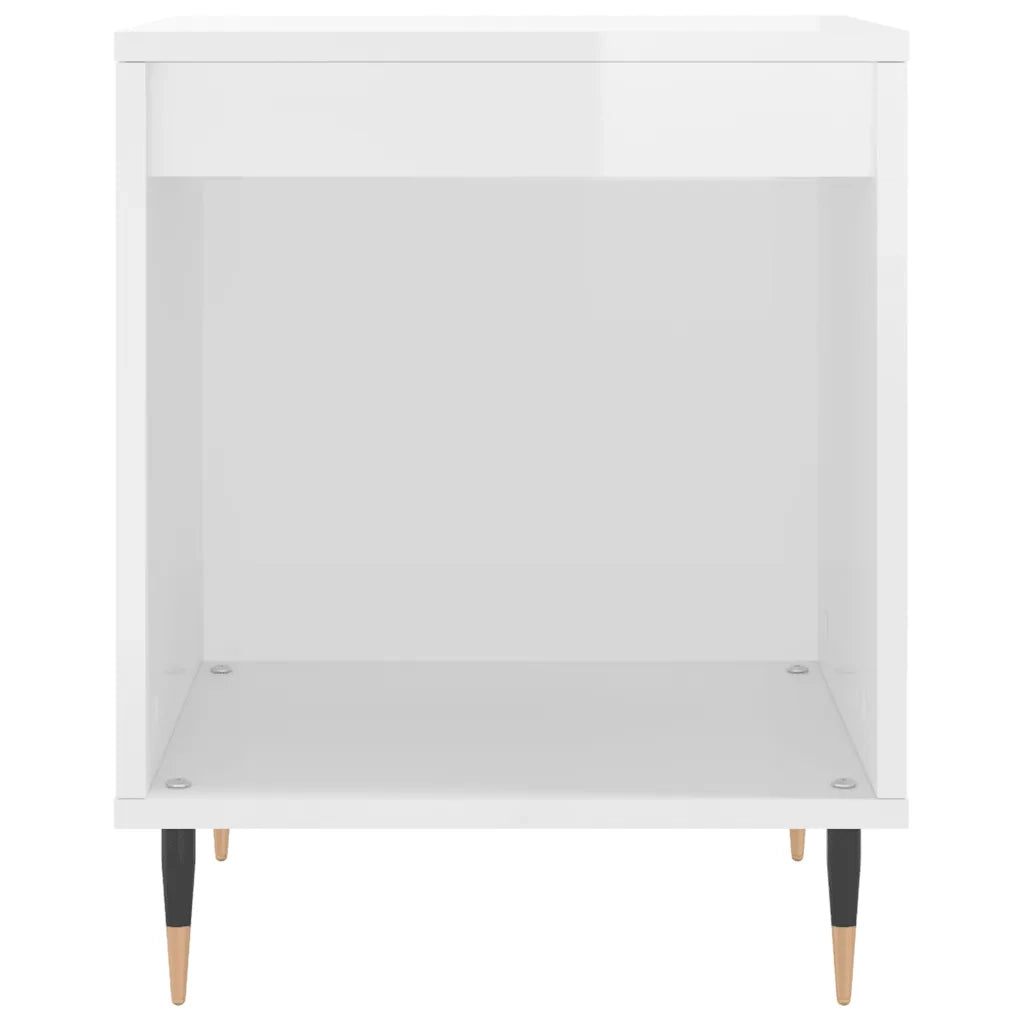 Comodini 2pz-Set di 2 Tavolino da notte Bianco Lucido 40x35x50 cm in Legno Multistrato 475967