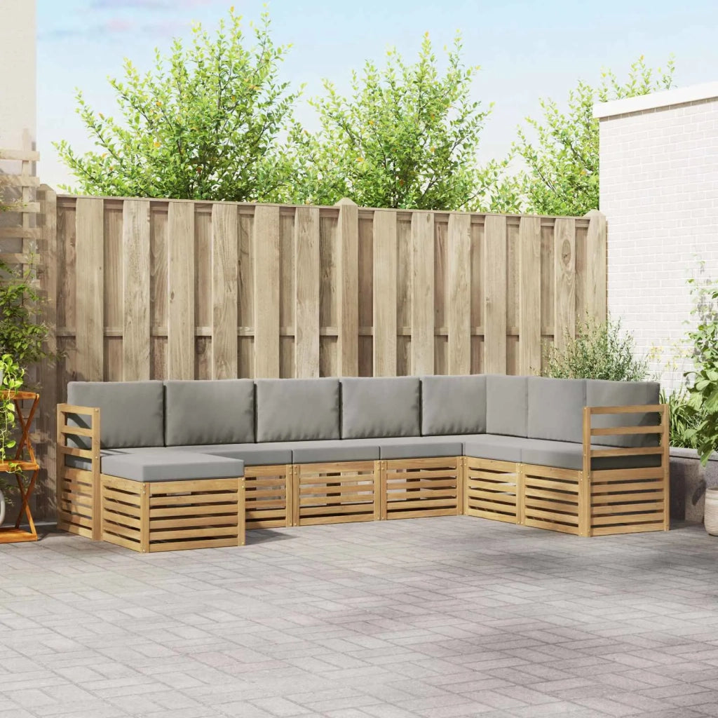 Set di divani da esterno 8 pcs Bianco e Grigio Chiaro