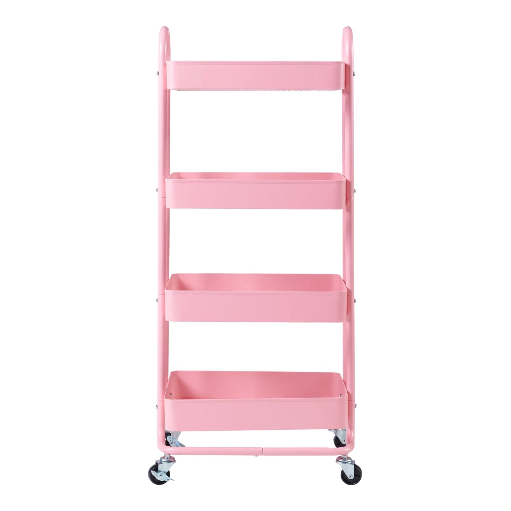 Carrello di servizio mobile contenitore per cucina/soggiorno con 4 cestelli 104 x 46 x 35 cm acciaio rosa 03_0009239