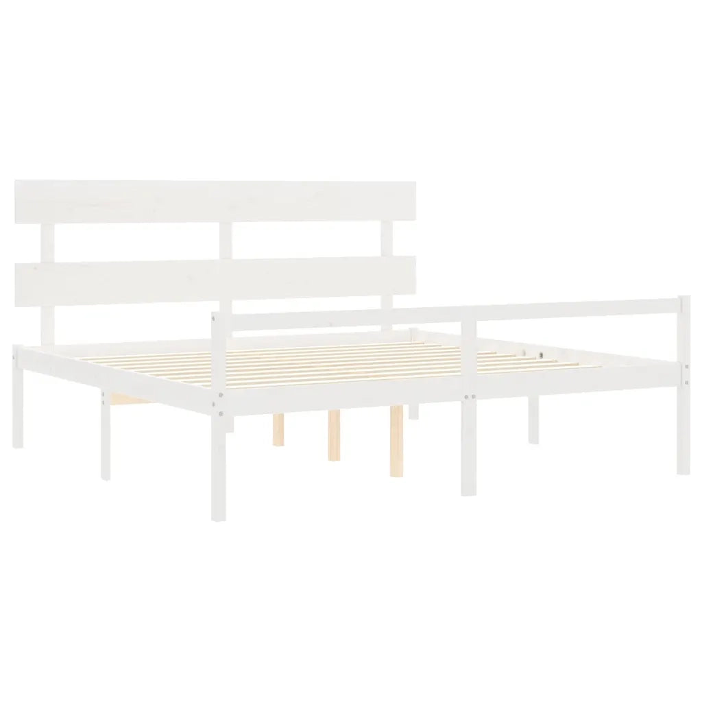Letto per Anziani con Testiera Bianco 200x200 cm Legno Massello 3195372