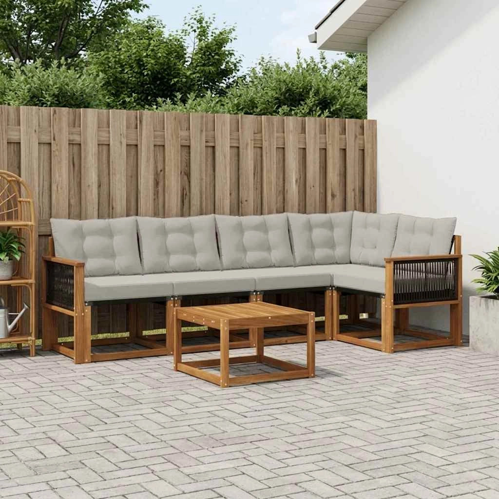 Set di divani da esterno 6 pz Naturale e Grigio Chiaro 3381967