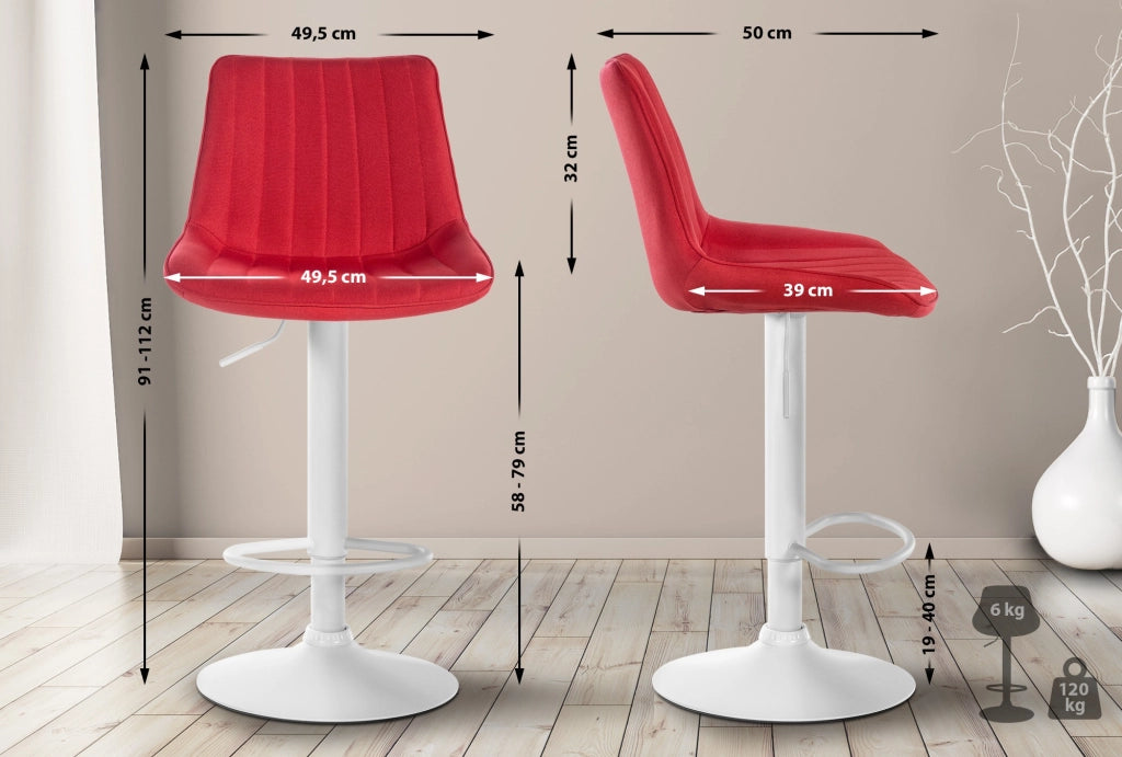 Sgabello Toni Tessuto rosso,bianco
