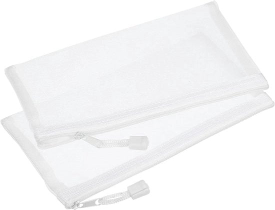 Set di 6 borse a rete con chiusura a cerniera e tasche di stoccaggio per accessori di viaggio in nylon bianco formato B6