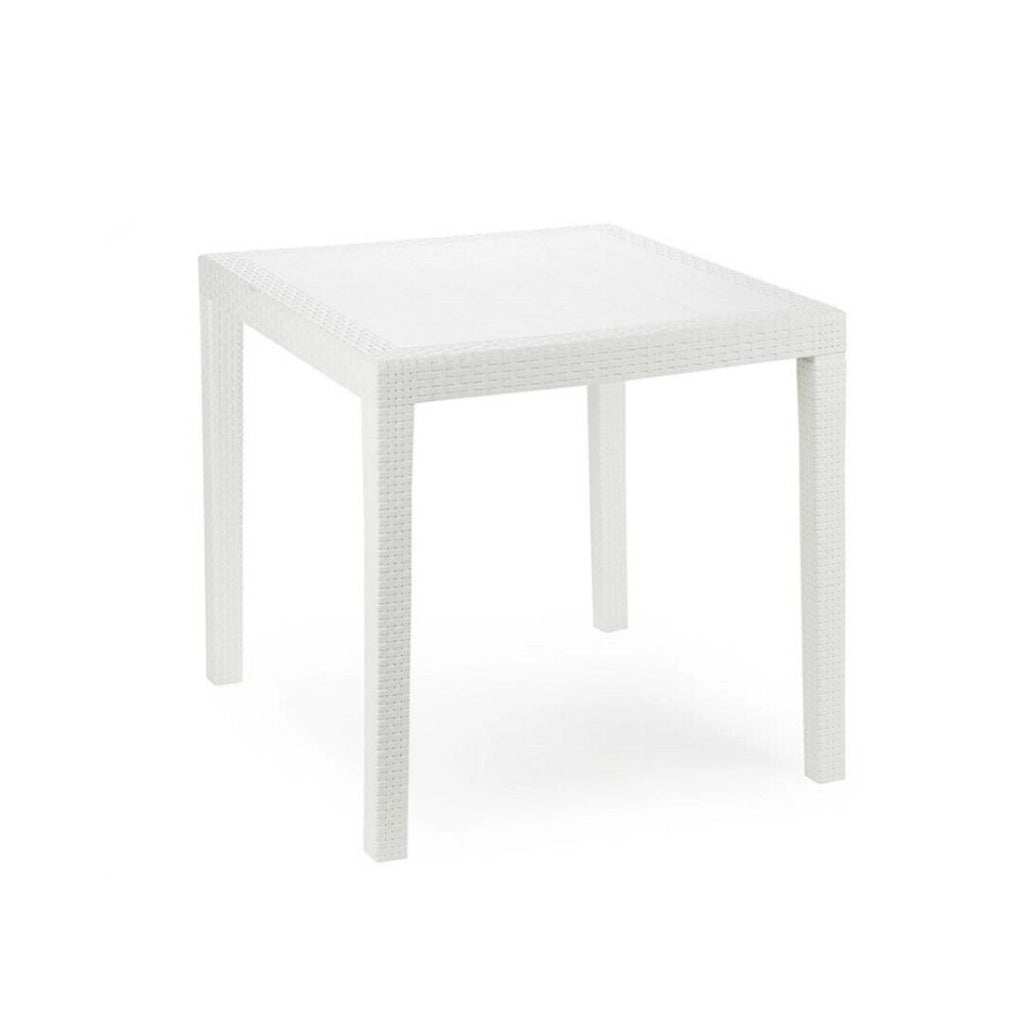 Tavolo King Quadrato Plp Effetto Rattan Bianco 80X80 - Ipae-Progarden
