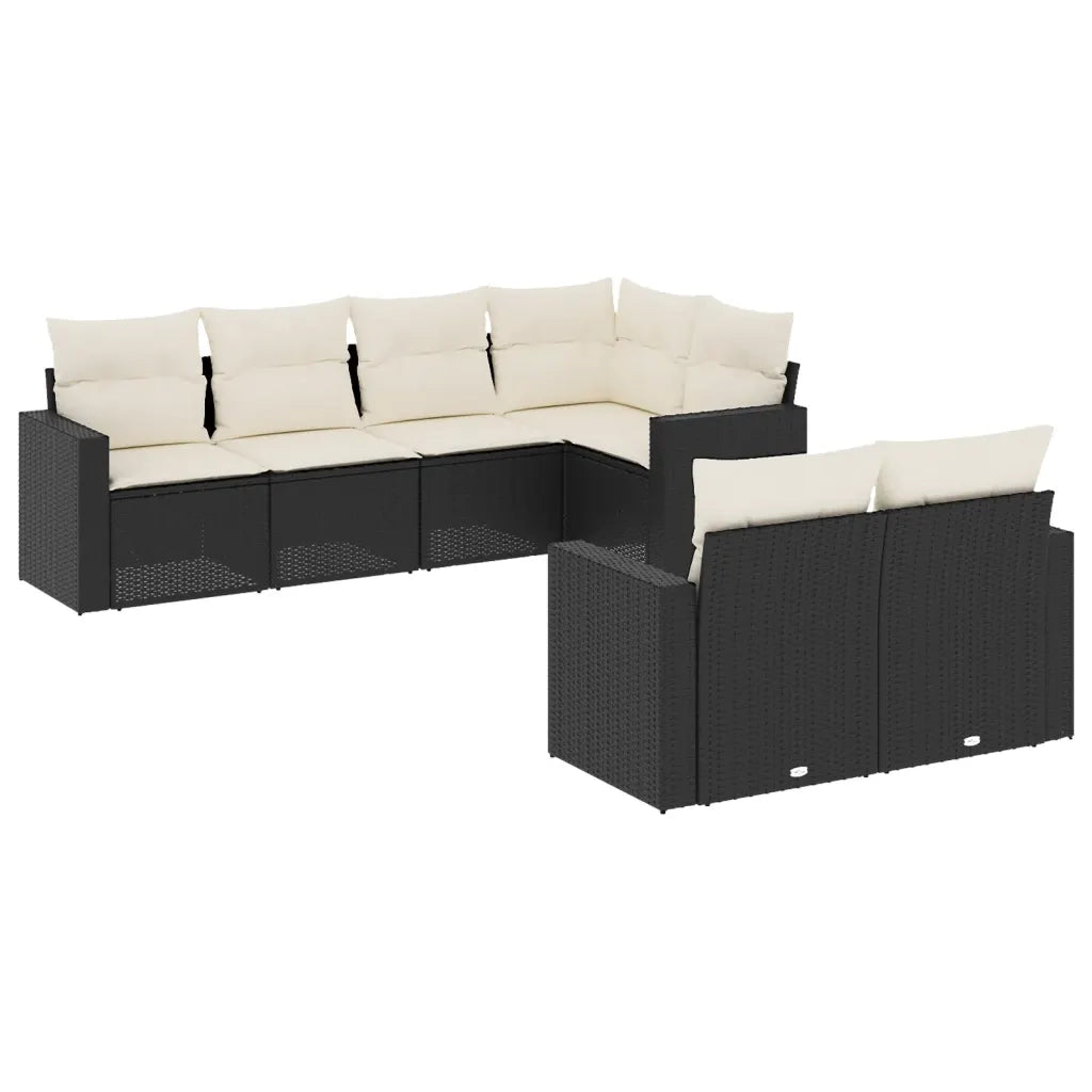 Set Divani da Giardino con Cuscini 7pz Nero Polyrattan 3251543