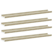 4 pz Mensole da Parete | Scaffali a Parete | Ripiano a parete Bianco e Rovere Sonoma 80x9x3 cm
