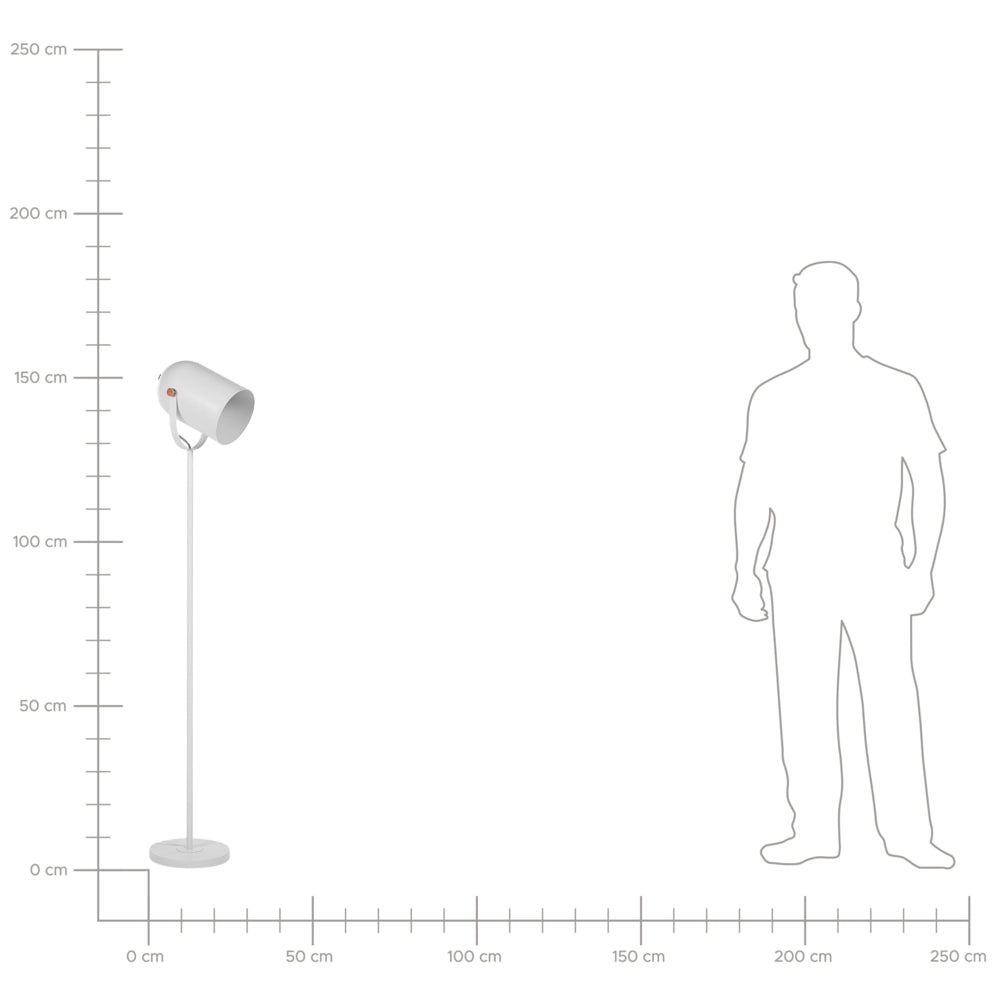 Lampada da Terra in Metallo Bianco 156 cm Faretto Paralume Orientabile Industriale Home Office