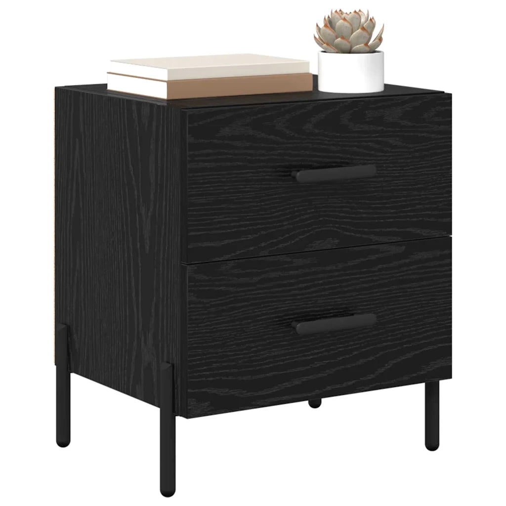 Comodino | Armadio da Notte | Mobiletto da notte con cassetto Rovere Nero 40 x 35 x 47,5 cm