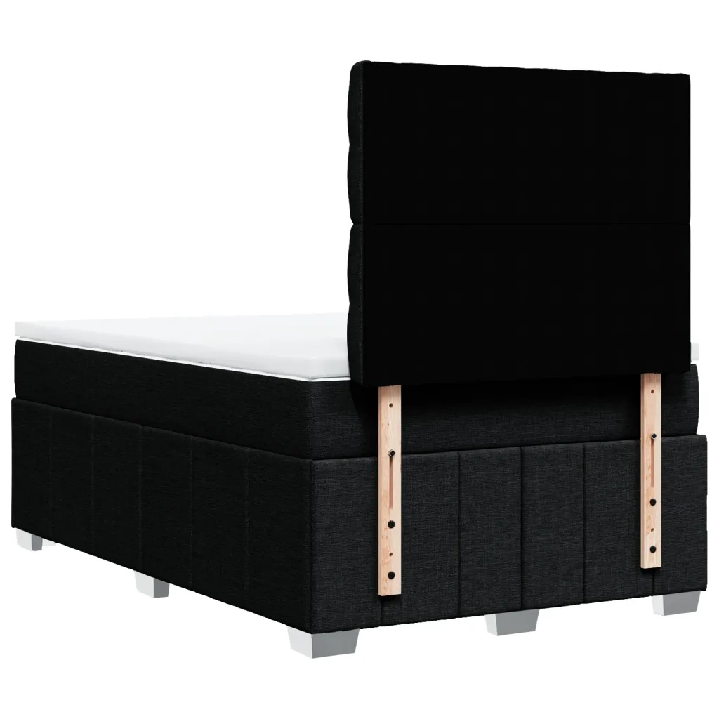 Giroletto a Molle con Materasso Nero 120x200 cm in Tessuto